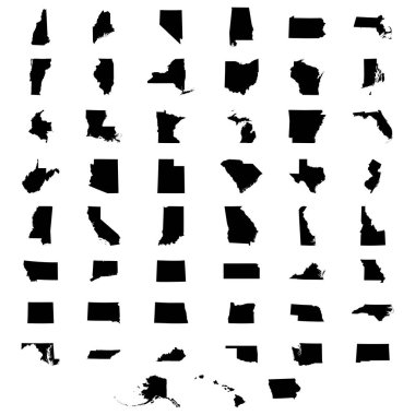 set of US states maps clipart