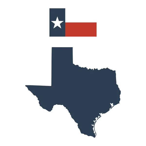 Flagge des US-Bundesstaates Texas und Karte — Stockvektor