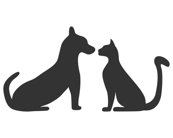 Las siluetas del gato y el perro — Archivo Imágenes Vectoriales