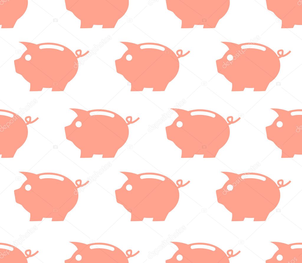 Seamless pattern with piggy bank