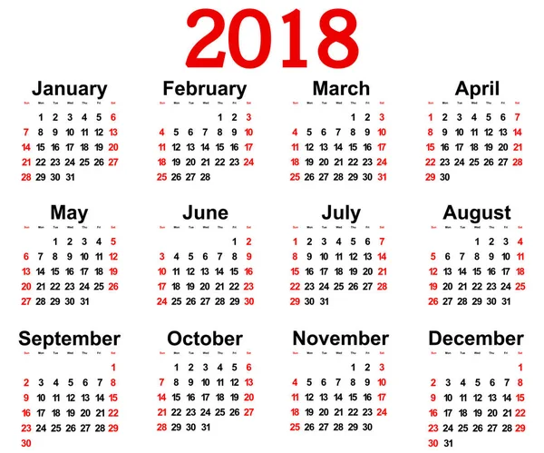 Gran nuevo calendario de pared 2018. ilustración — Vector de stock