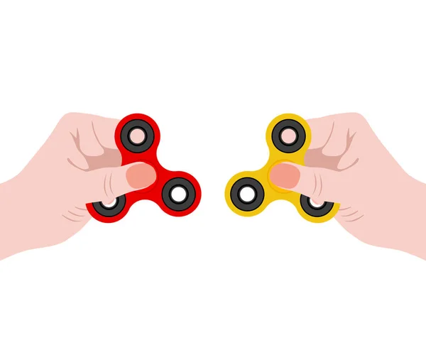 Spinner en la mano, un juguete para eliminar el estrés, diseño plano — Vector de stock