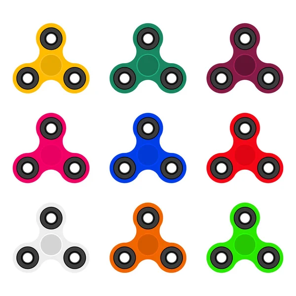 Collection of fashionable modern spinners. toy that removes st — Stock Vector