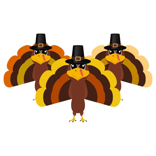 Turkey Pilgrimin on Thanksgiving Day — Stock Vector