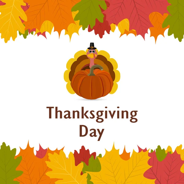 Thanksgiving day, banner with autumn leaves — Stock Vector