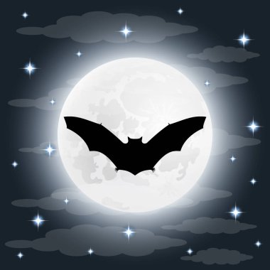 Dolunay siluet bat