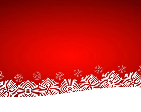 Fond rouge de Noël avec flocons de neige — Image vectorielle