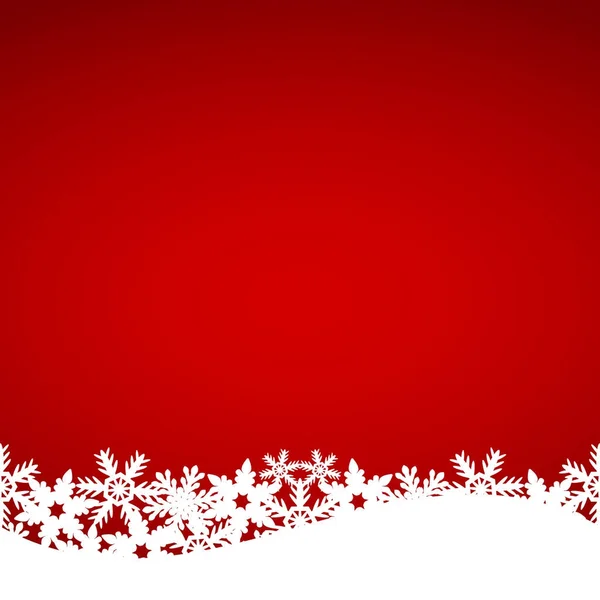 Fond rouge de Noël avec flocons de neige — Image vectorielle