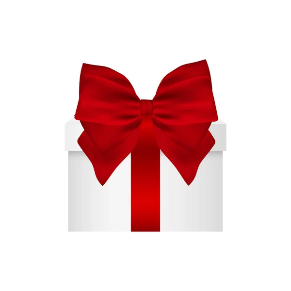Gift in a box with  red bow on  white background — Stock Vector