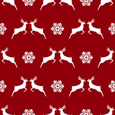 Dikişsiz desen, Noel reindeer ve kar taneleri