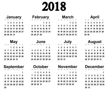 Büyük yeni takvim 2018 duvar. Vektör çizim