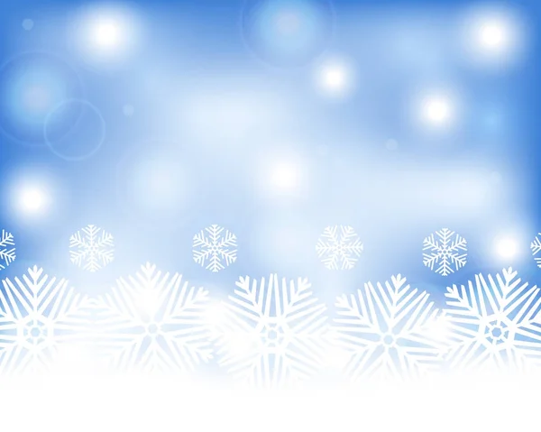 Fondo azul navideño con copos de nieve, ilustración vectorial — Vector de stock