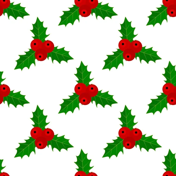 Weihnachten Stechpalme, nahtloses Muster. — Stockvektor