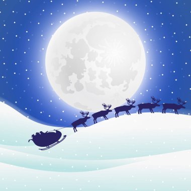 Ren geyiği ile kızak Noel Baba Noel için emniyet kemeri