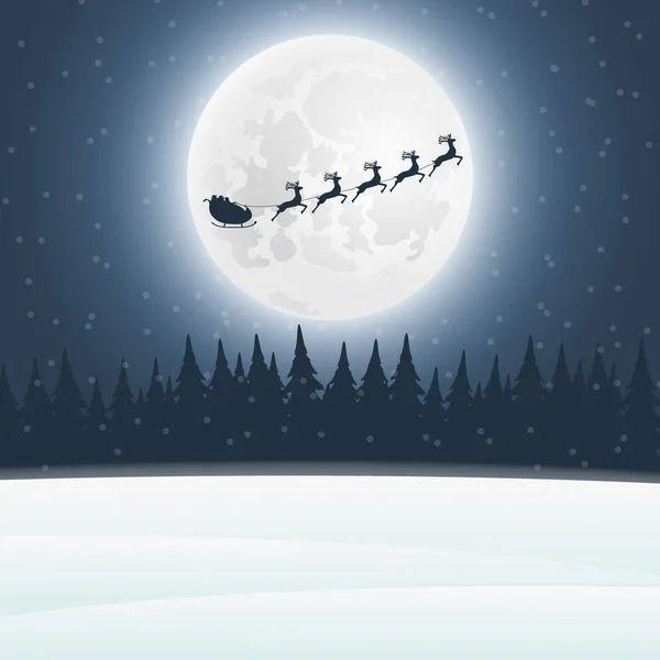 驯鹿在利用雪橇圣诞老人圣诞节 — 图库矢量图片