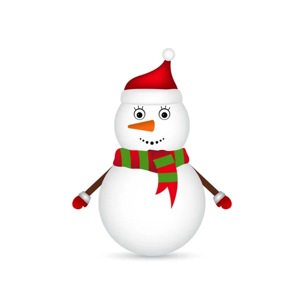Christmas Snowman on white background — Stock Vector