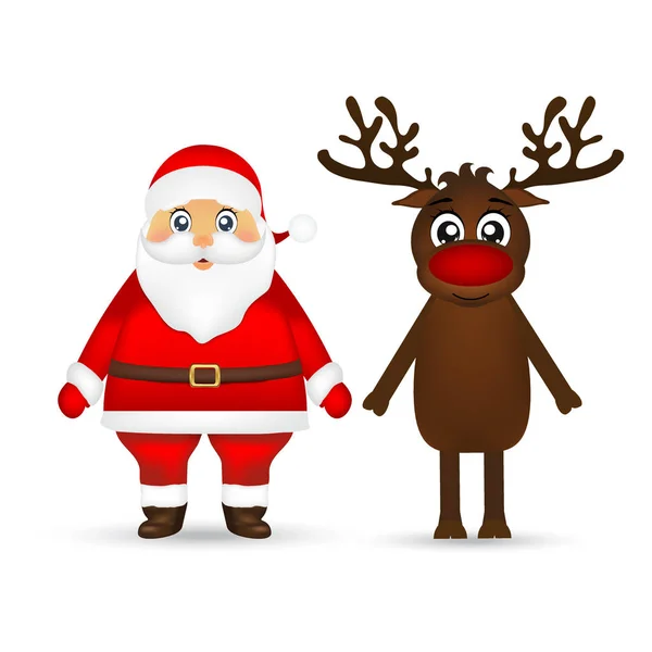 Santa Claus and reindeer on white background — Stock Vector