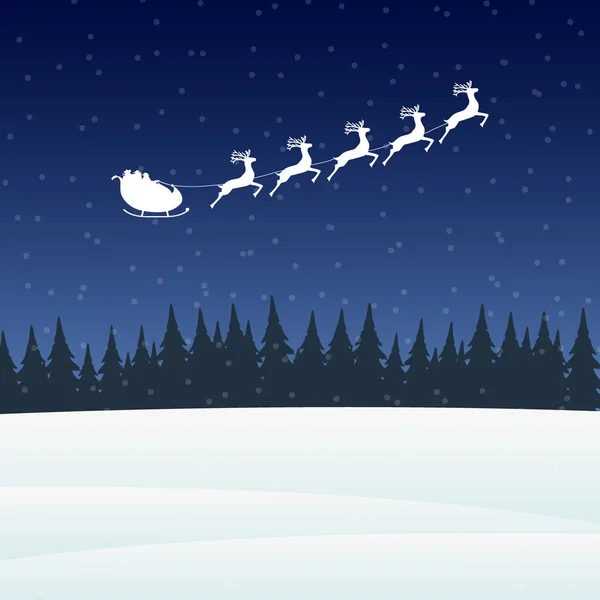 Reno en arnés con trineo Santa Claus para Navidad — Vector de stock