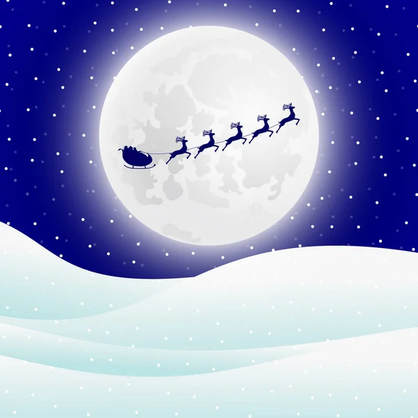 Renne en harnais avec traîneau Père Noël pour Noël — Image vectorielle