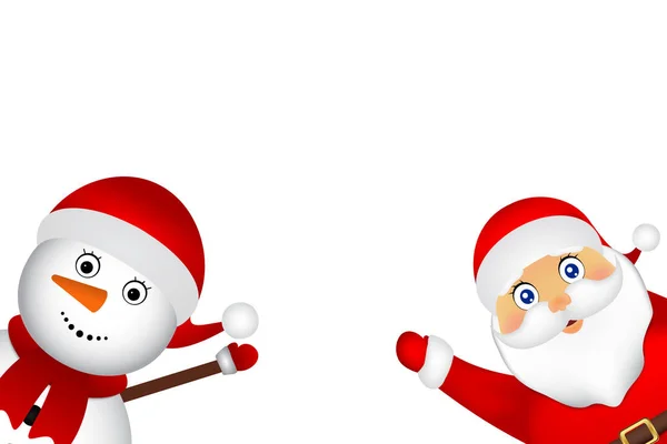 Papai Noel e boneco de neve de Natal — Vetor de Stock