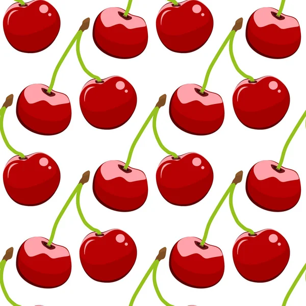 Seamless background, cherry on a white background. — Stock Vector