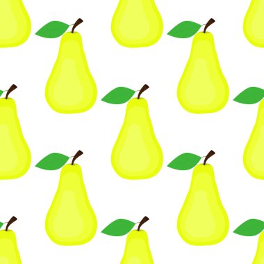 Sorunsuz arka plan, beyaz zemin üzerine armut.