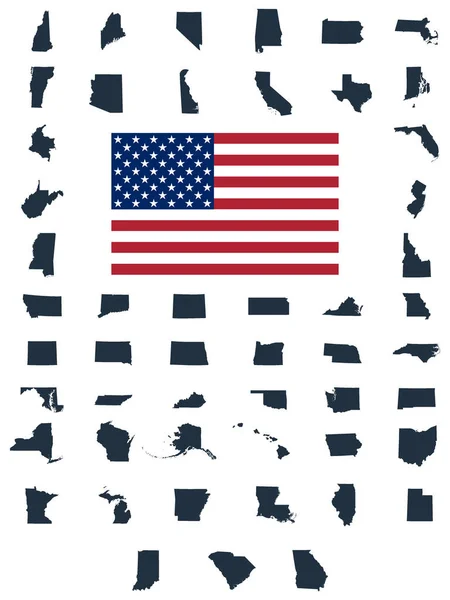 Serie di mappe degli Stati Uniti — Vettoriale Stock