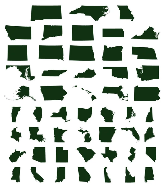 Conjunto de estados dos EUA mapas —  Vetores de Stock