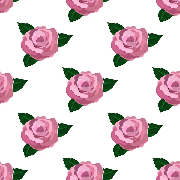 Ροζ τριαντάφυλλα άνευ ραφής ταπετσαρία — Διανυσματικό Αρχείο