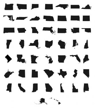 set of US states maps clipart
