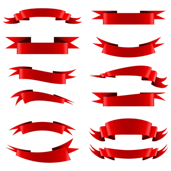Kolekcja czerwone wstążki pusty banerów — Wektor stockowy