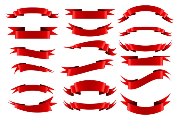 Colección de banderas de cinta vacías rojas — Vector de stock