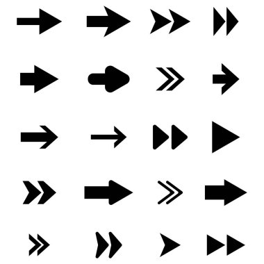 Ok simgesi beyaz arkaplanda izole edildi. Düz, vektör illüstrasyonu