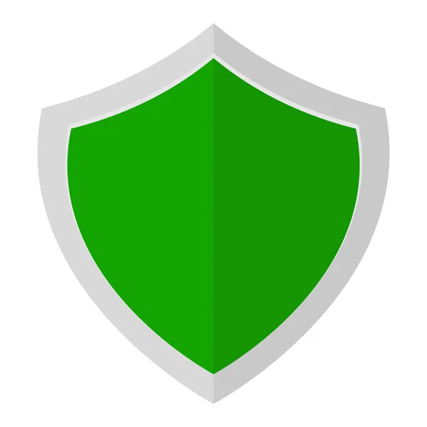 Icono de escudo verde para diseño web aislado sobre fondo blanco. Plano, ilustración vectorial — Vector de stock