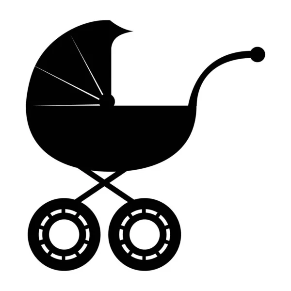 Baby carriage isolated on a white background. Web icon for design, flat vector illustration — Stock Vector