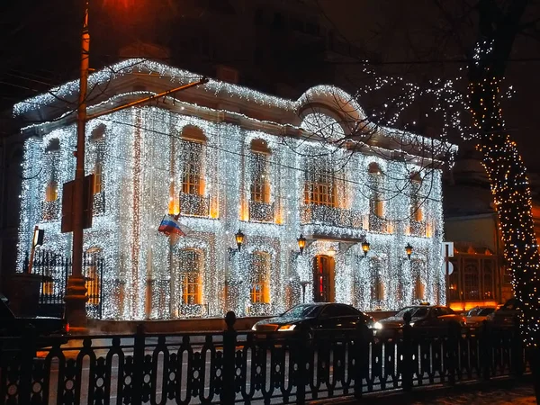 Navidad luz decoración casa edificio — Foto de Stock
