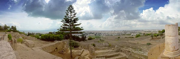 Panorama da cidade Ruínas antigas na antiga Cartago Tunísia — Fotografia de Stock