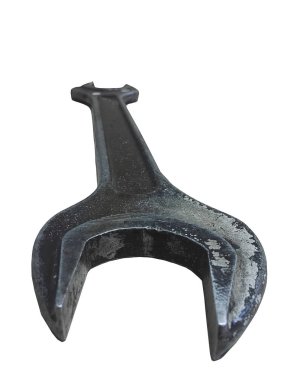 Eski büyük metal keçiboynuzu çift taraflı anahtar izole