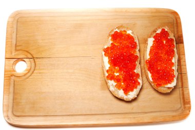 Beyaz ekmek sandviç kırmızı havyar tereyağı