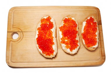 Beyaz ekmek sandviç kırmızı havyar tereyağı