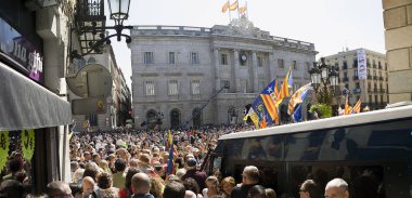Mitingler özgürlük ve bağımsızlık İspanya Catalonia Barcelona protesto