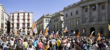 Mitingler özgürlük ve bağımsızlık İspanya Catalonia Barcelona protesto