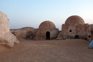 Movie scenery for movie Star Wars of planet Tatooine in Sahara desert Tunisia clipart
