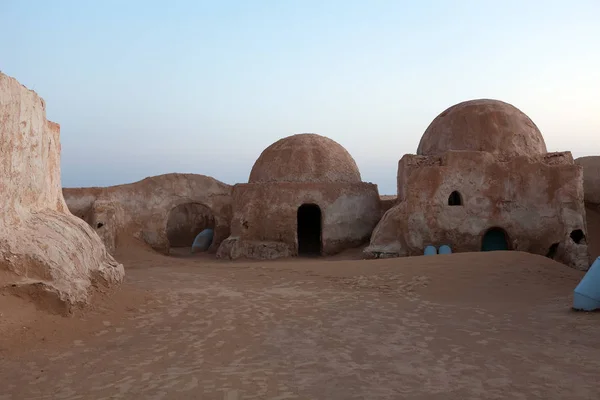 Movie scenery for movie Star Wars of planet Tatooine in Sahara desert Tunisia