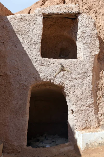 Vida Doméstica Cavernas Troglodytes Área Matmata Tunísia — Fotografia de Stock