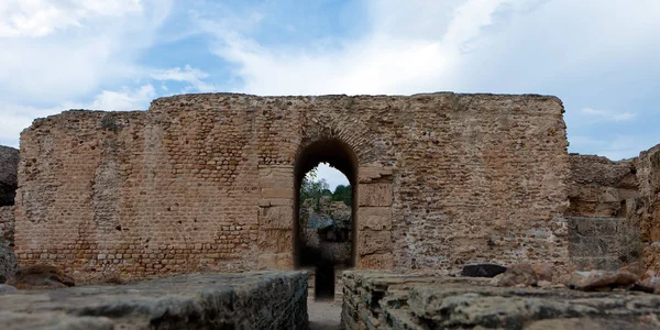 Ruínas Dos Antigos Banhos Romanos Perto Cidade Cartago Tunísia Norte — Fotografia de Stock