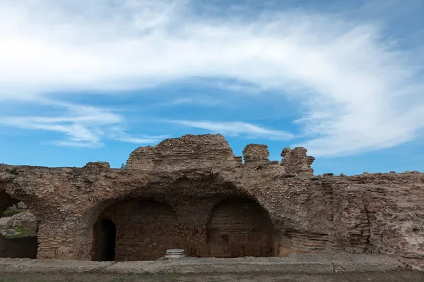 Ruínas Dos Antigos Banhos Romanos Perto Cidade Cartago Tunísia Norte — Fotografia de Stock