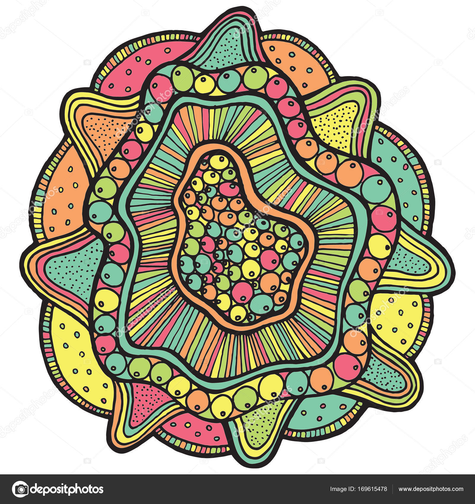 Sea Mandala Flower With Pearl In Shell Color Version Of Ocean Floral Coloring Page For Adult Book Abstract Isolated Vector Art