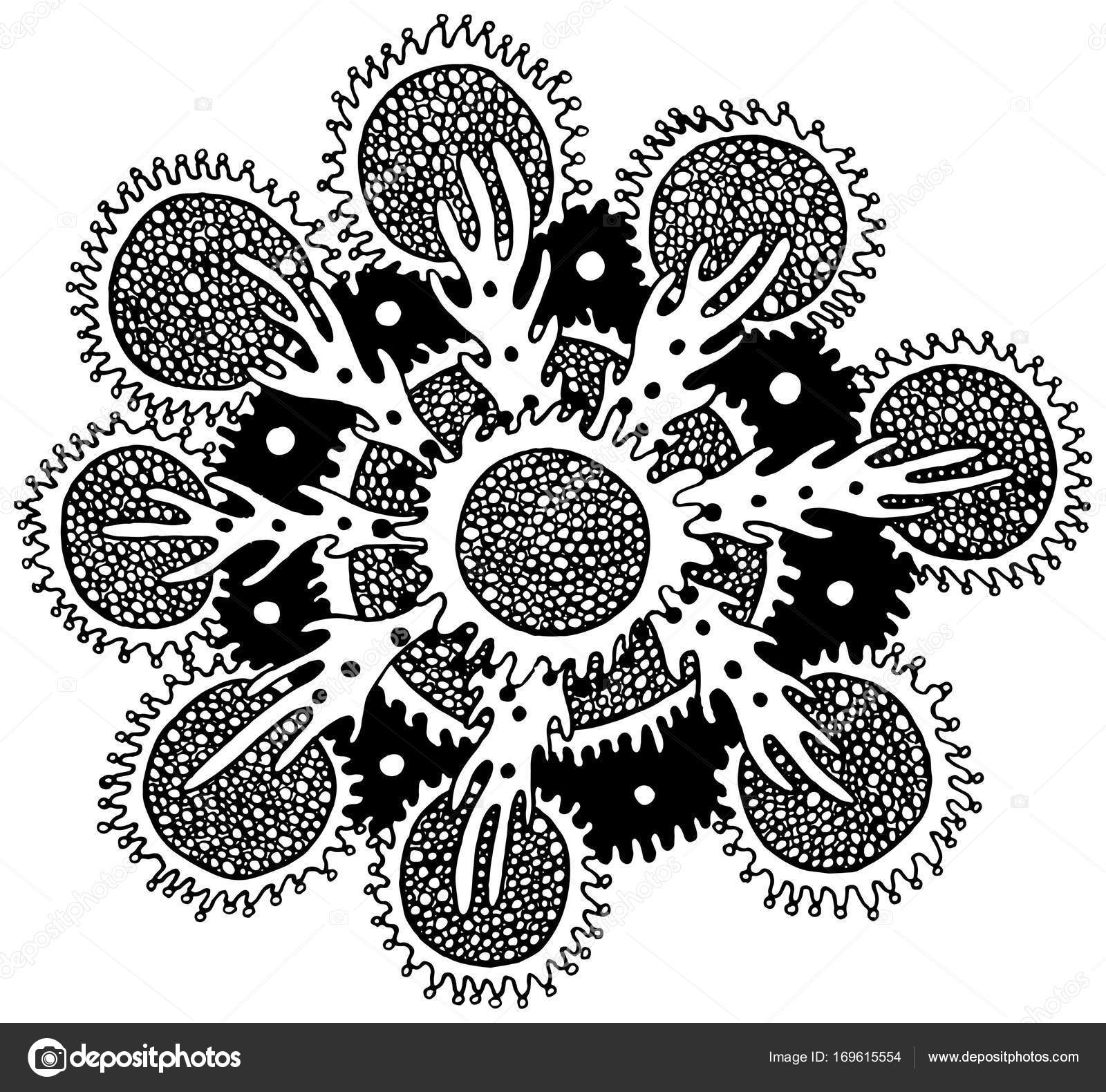 Fiore di mandala mare con coralli e alghe Ocean floreale da colorare per adulti da colorare Arte astratta di vettore isolato — Vettoriali di fesleen