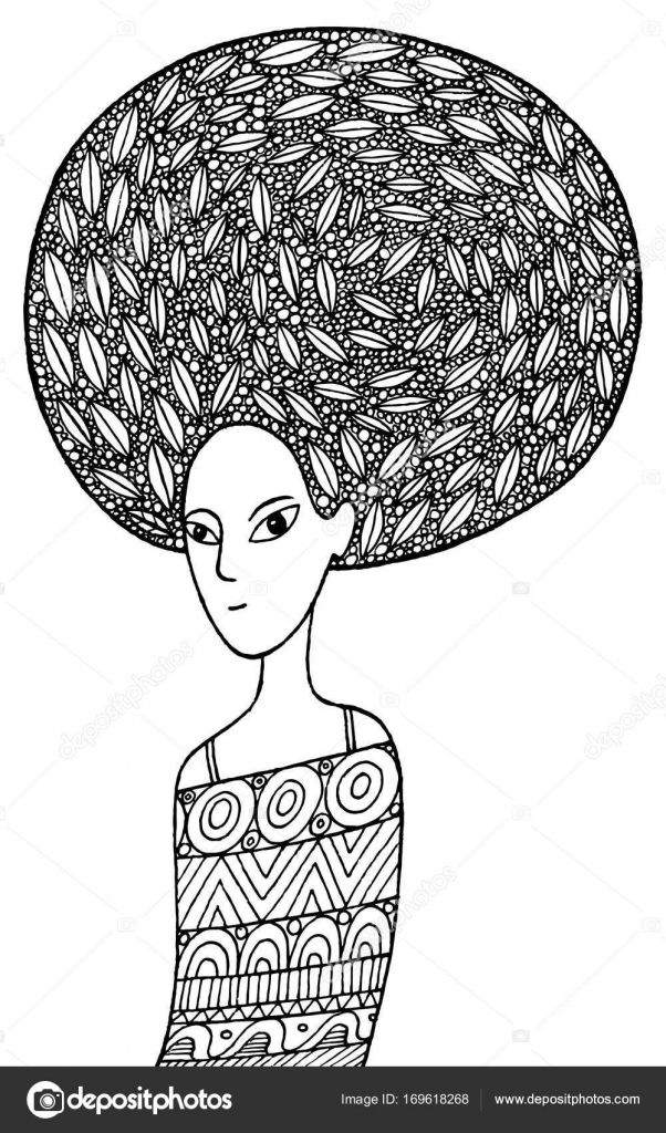 Afrikaanse Meisje Kleurplaat Pagina In Boho Fashion Stijl